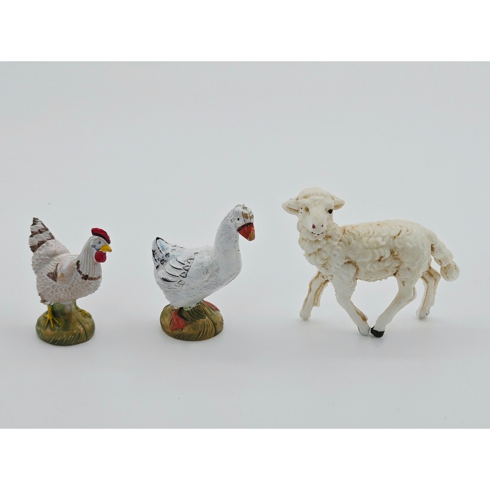Vintage Fontanini Nativity "Bethlehem Birds" Set of 2 Plus Lamb Hand Painted